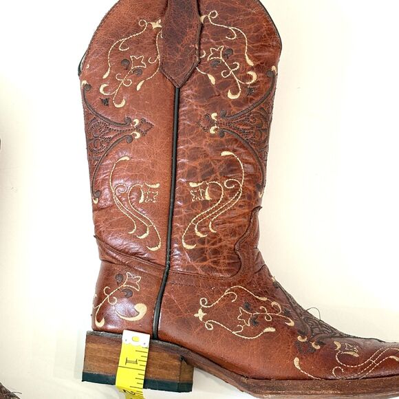 Circle G Womens Boots 7 M Tan Brown Embroidered Cowboy Western Rodeo Festival - Picture 12 of 12